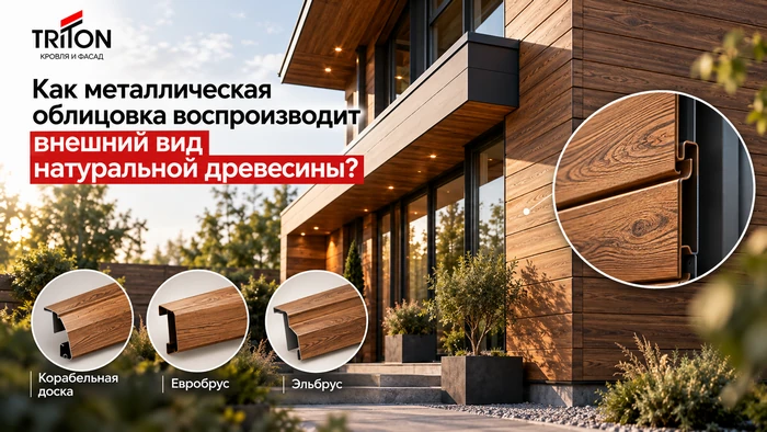 Металлическая облицовка воспроизводит вид древесины
